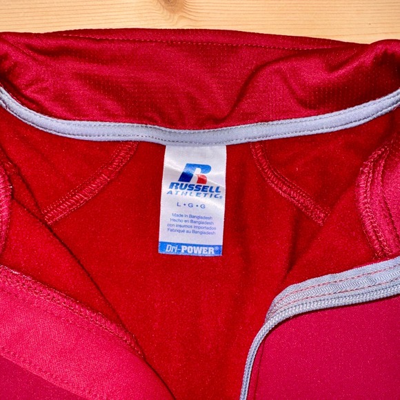 Russell Athletic Dri-Power‎ Red Quarter Zip Pullover Sweatshirt Men's Size L - Picture 2 of 7